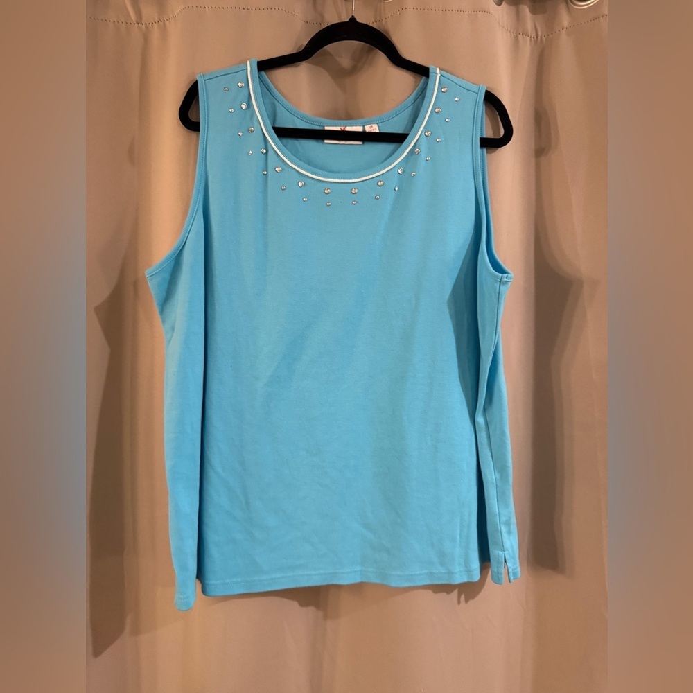 Quacker Factory Turquoise Tank Top with Stud Accents
